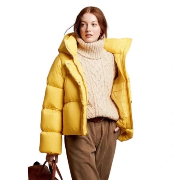 Banana Republic Jackets & Blazers - Banana Republic Womens Yellow Puffer Rain Jacket with Hood